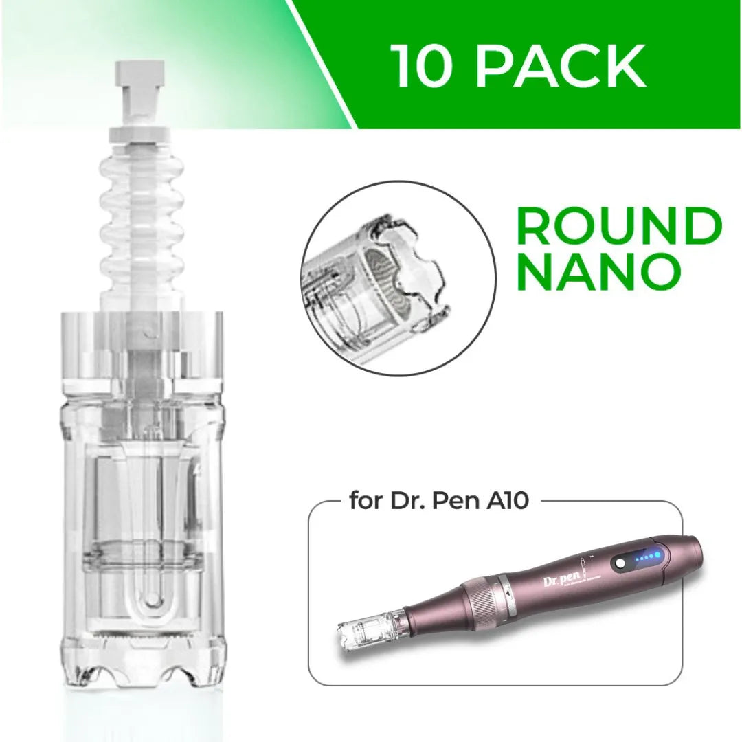 Dr. Pen A10 Cartridges - 10 Pack Round Nano Needles - Dr.Pen Authorized Distributor - Microneedling Pen