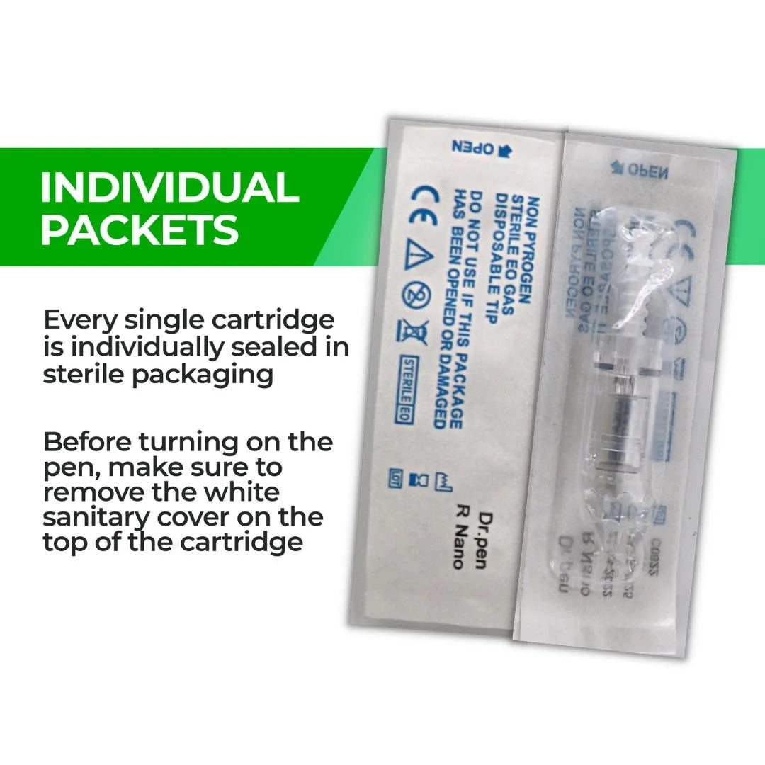 Dr. Pen A10 Cartridges - 20 Pack Round Nano Needles - Dr.Pen Authorized Distributor - Microneedling Pen
