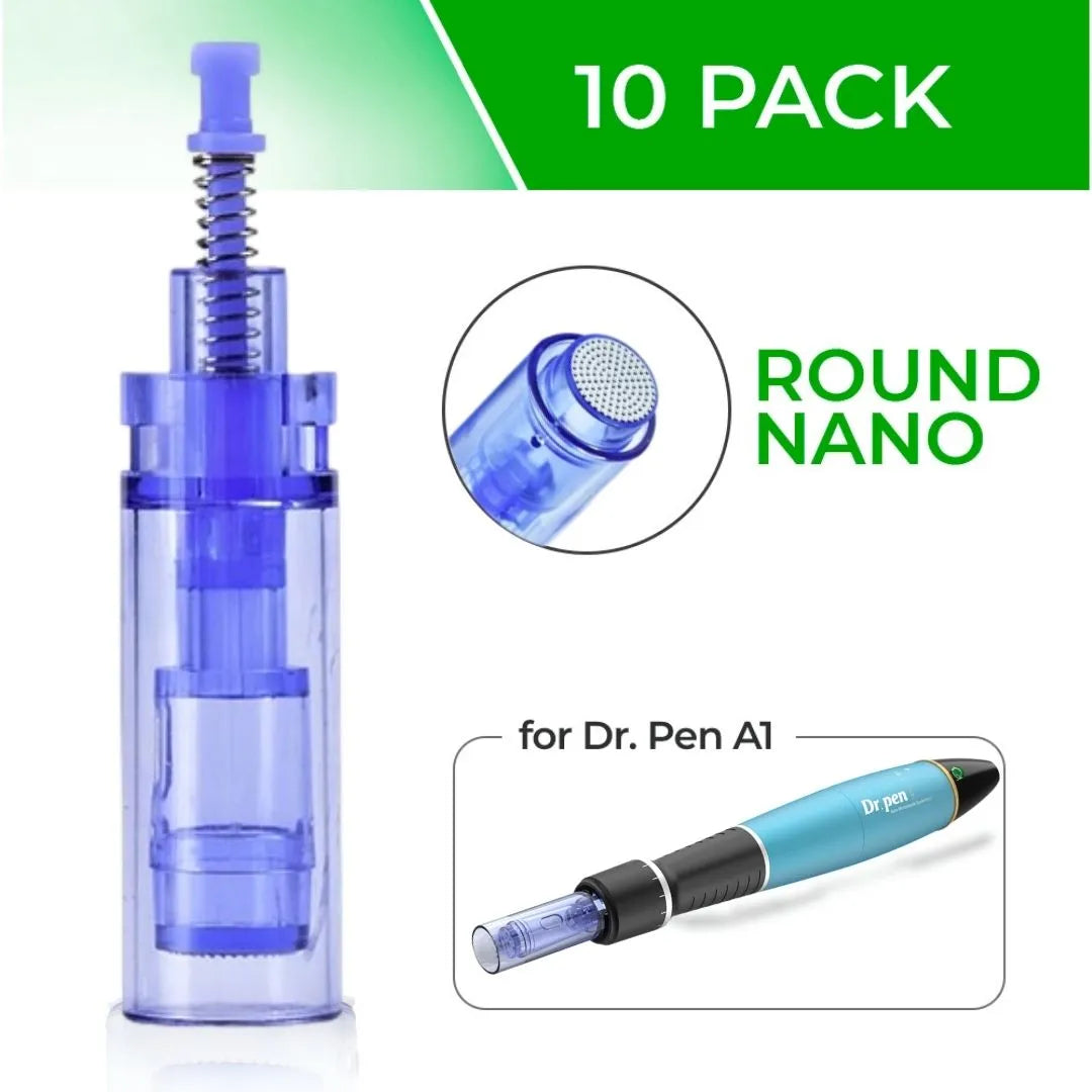 Dr. Pen A1 Cartridges - 10 Pack Round Nano Needles - Dr.Pen Authorized Distributor - Microneedling Pen