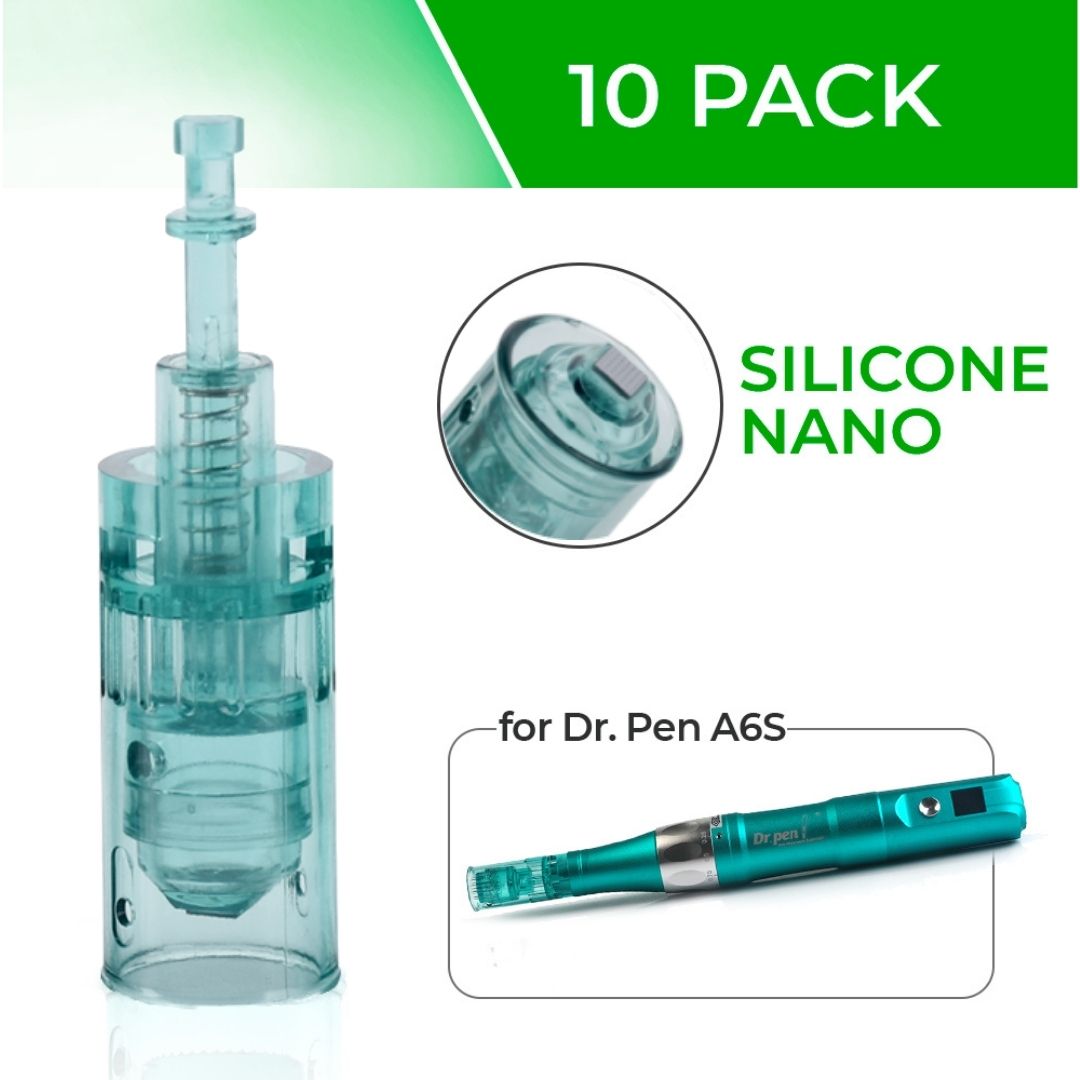 Dr. Pen A6S Cartridges - 10 Pack Silicone Nano Needles - Dr.Pen Authorized Distributor - Microneedling Pen