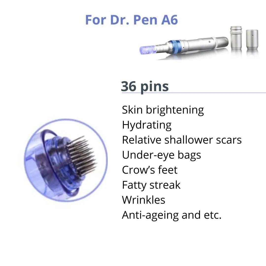 Dr. Pen A6 Cartridges - 10 Pack 36 Needles - Dr.Pen Authorized Distributor - Microneedling Pen