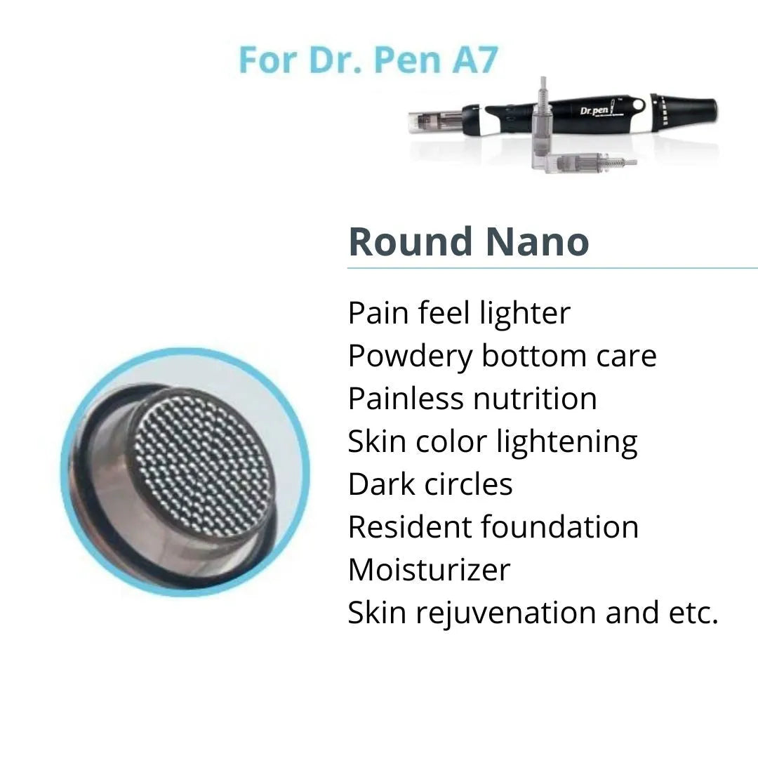 Dr. Pen A7 Cartridges - 20 Pack Round Nano Needles - Dr.Pen Authorized Distributor - Microneedling Pen