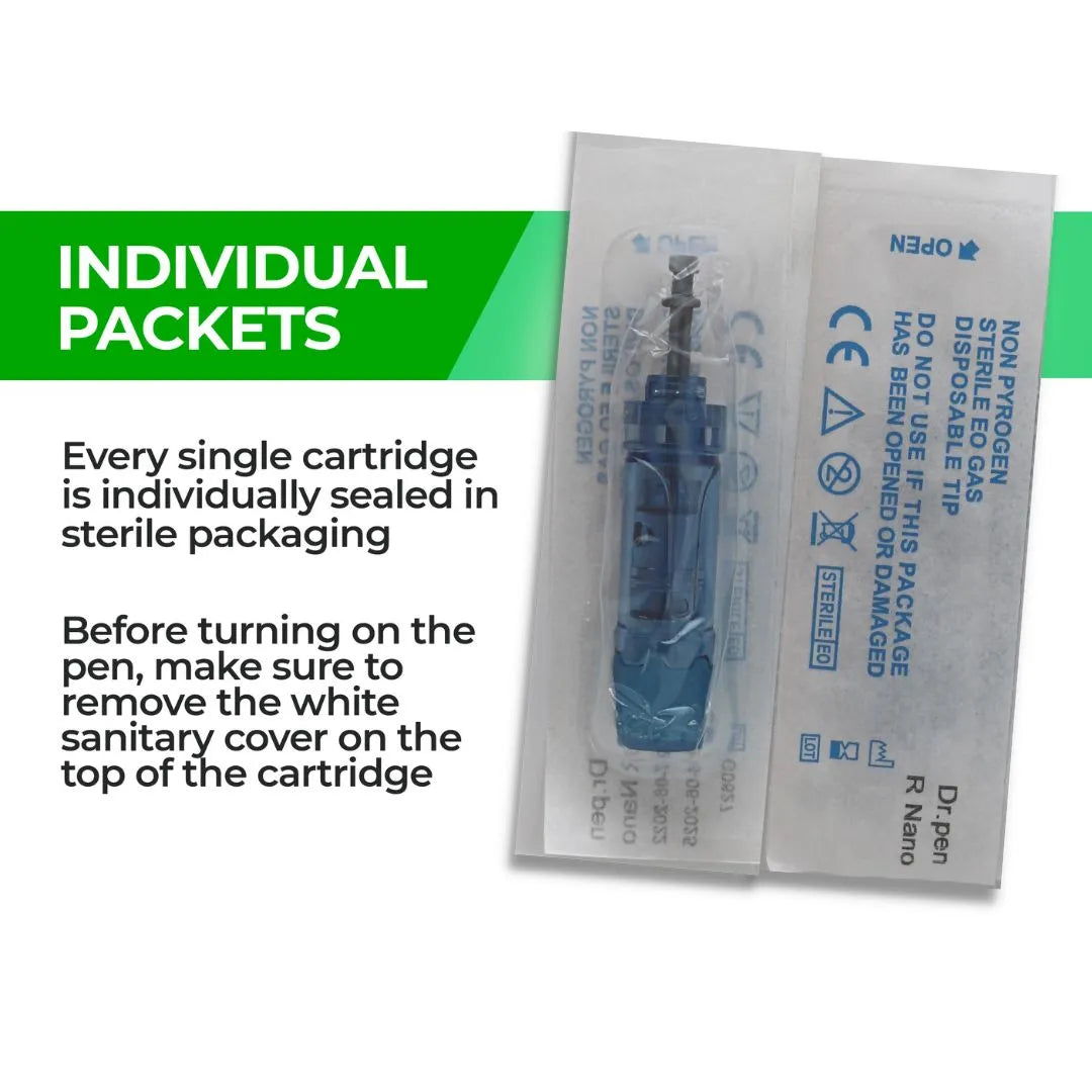 Dr. Pen M8S / A11 / A8S / A9 Cartridges - 10 Pack Round Nano Needles - Dr.Pen Authorized Distributor - Microneedling Pen