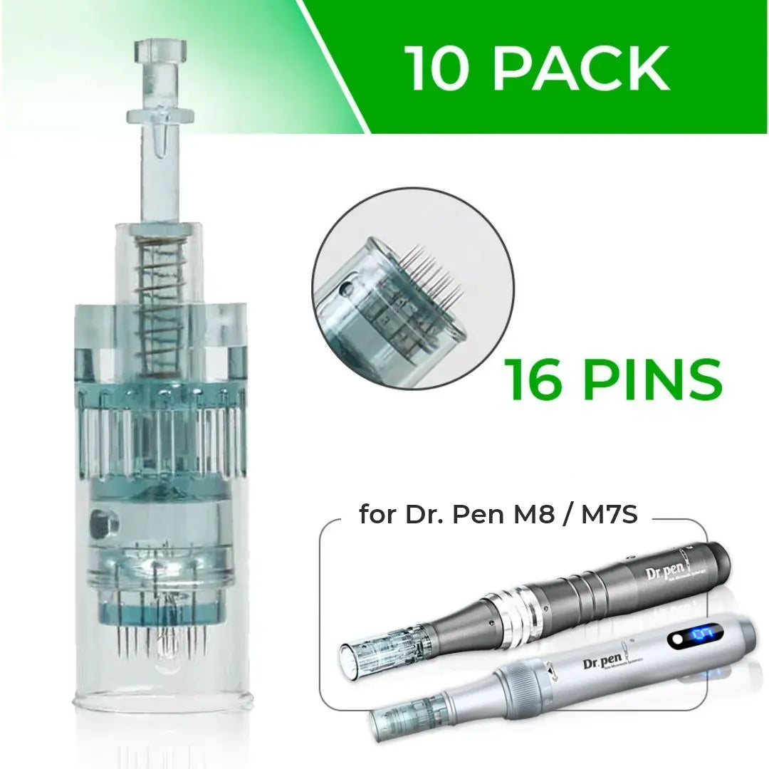 Dr. Pen M8 / M7S Cartridges - 10 Pack 16 Needles - Dr.Pen Authorized Distributor - Microneedling Pen