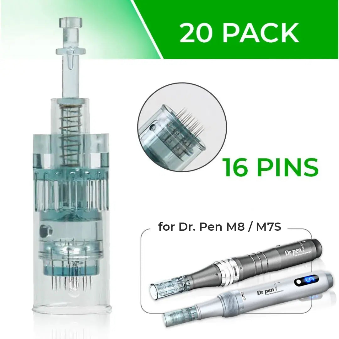 Dr. Pen M8 / M7S Cartridges - 20 Pack 16 Needles - Dr.Pen Authorized Distributor - Microneedling Pen