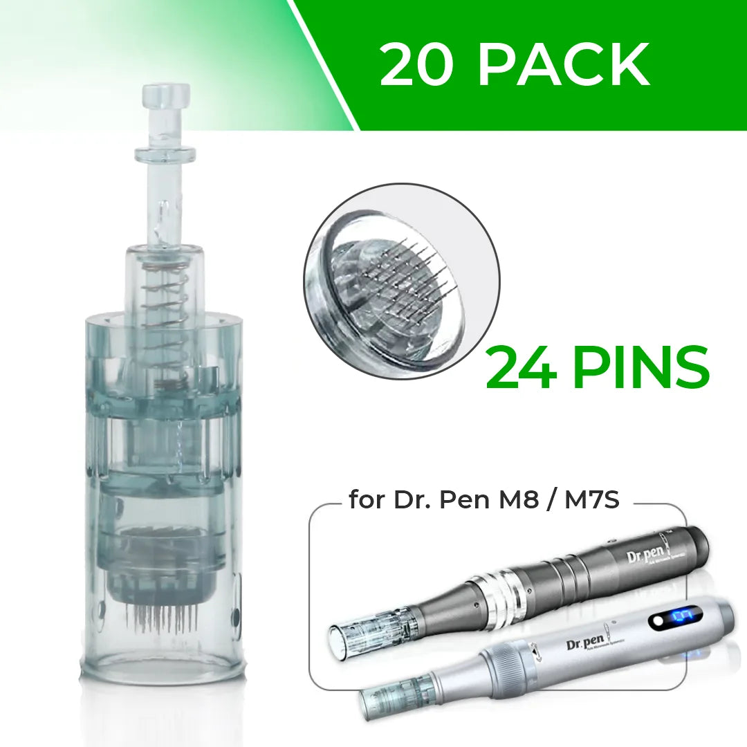 Dr. Pen M8 / M7S Cartridges - 20 Pack 24 Needles - Dr.Pen Authorized Distributor - Microneedling Pen