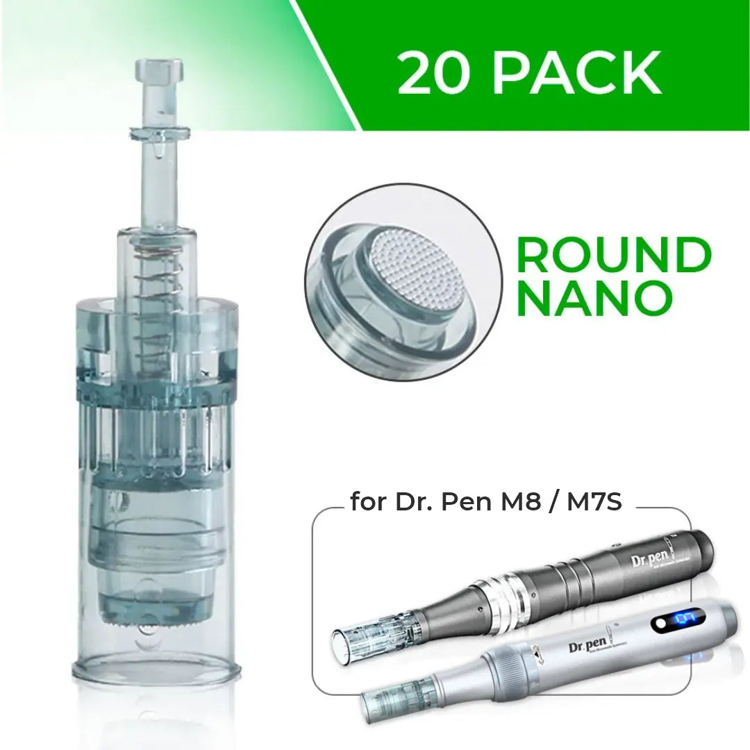 Dr. Pen M8 / M7S Cartridges - 20 PACK Round Nano Needles - Dr.Pen Authorized Distributor - Microneedling Pen