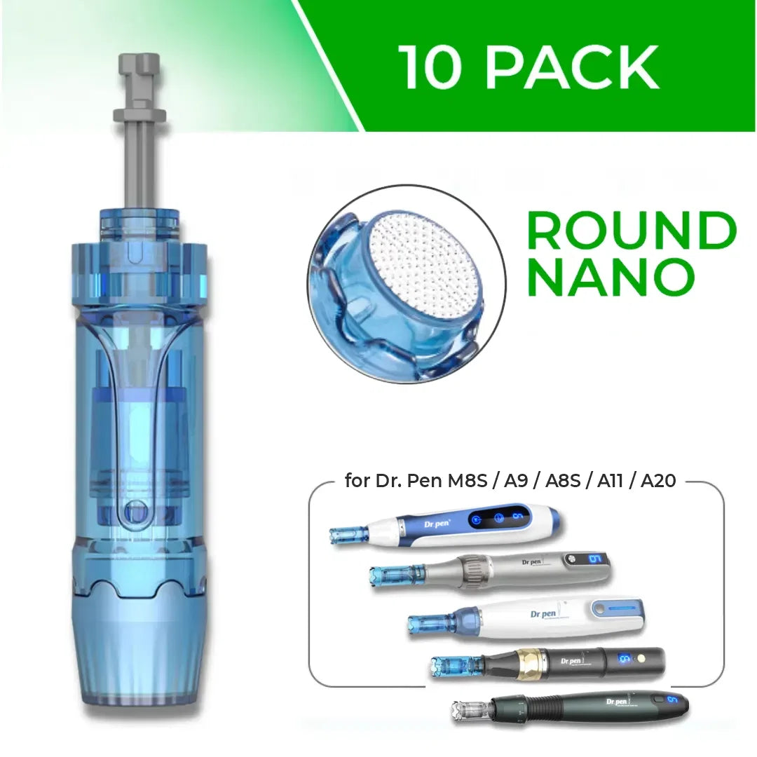 Dr. Pen M8S / A11 / A8S / A9 / A20 Cartridges - 10 Pack Round Nano Needles - Dr.Pen Authorized Distributor - Microneedling Pen