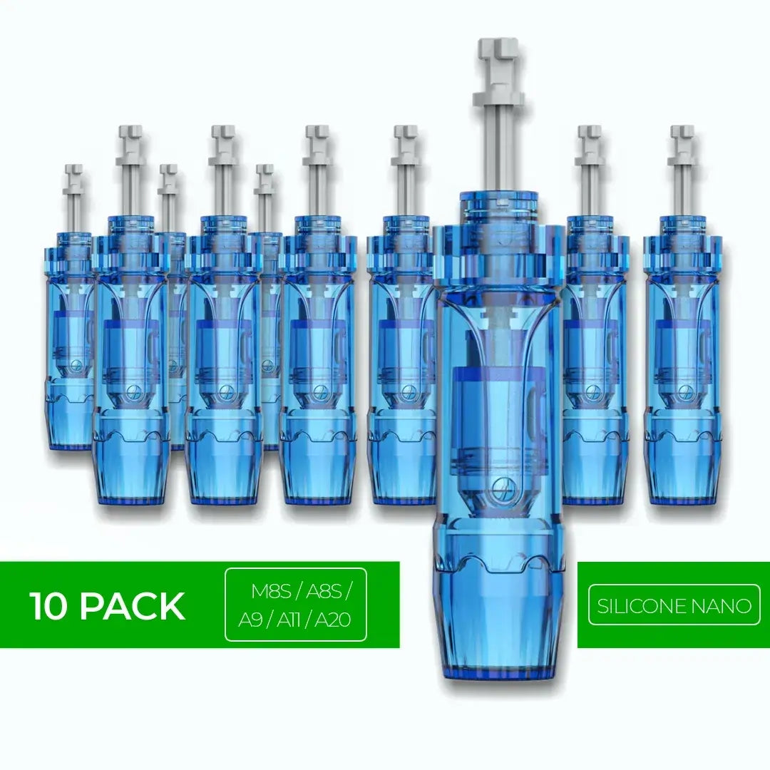 Dr. Pen M8S / A11 / A8S / A9 / A20 Cartridges - 10 Pack Silicone Nano Needles - Dr.Pen Authorized Distributor - Microneedling Pen