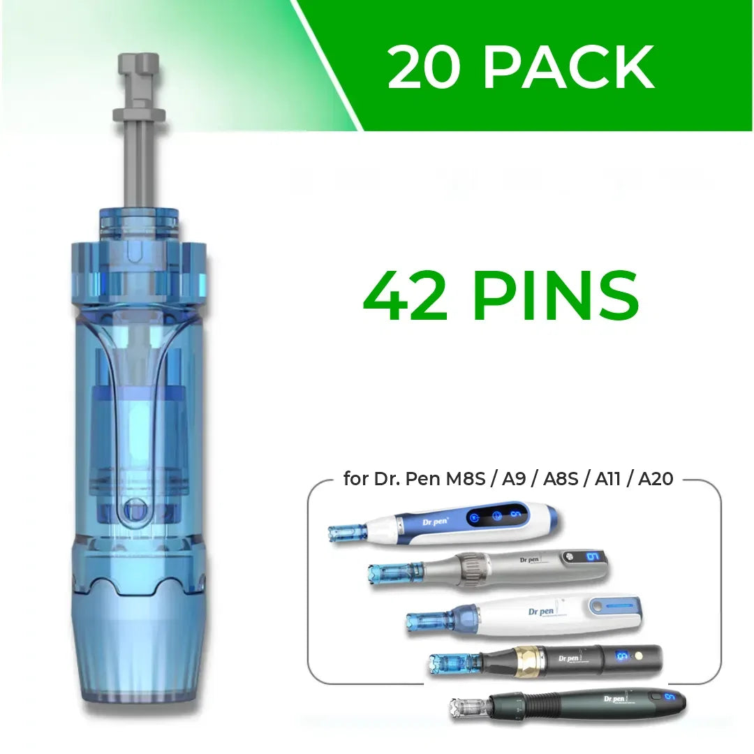 Dr. Pen M8S / A8S / A9 / A11 / A20 Cartridges - 20 Pack 42 Needles - Dr.Pen Authorized Distributor - Microneedling Pen