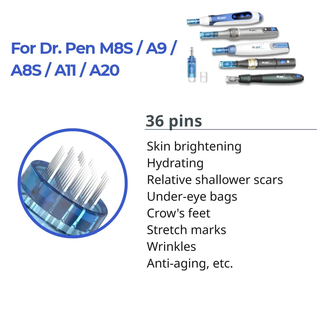 Dr. Pen M8S / A11 / A8S / A9 / A20 Cartridges - 36 Needles - Dr.Pen Authorized Distributor - Microneedling Pen