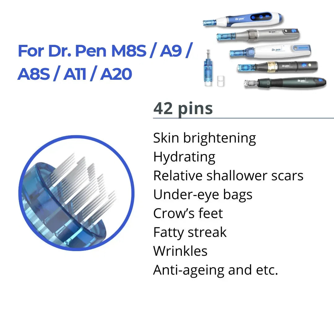 Dr. Pen M8S / A8S / A9 / A11 / A20 Cartridges - 42 Needles - Dr.Pen Authorized Distributor - Microneedling Pen