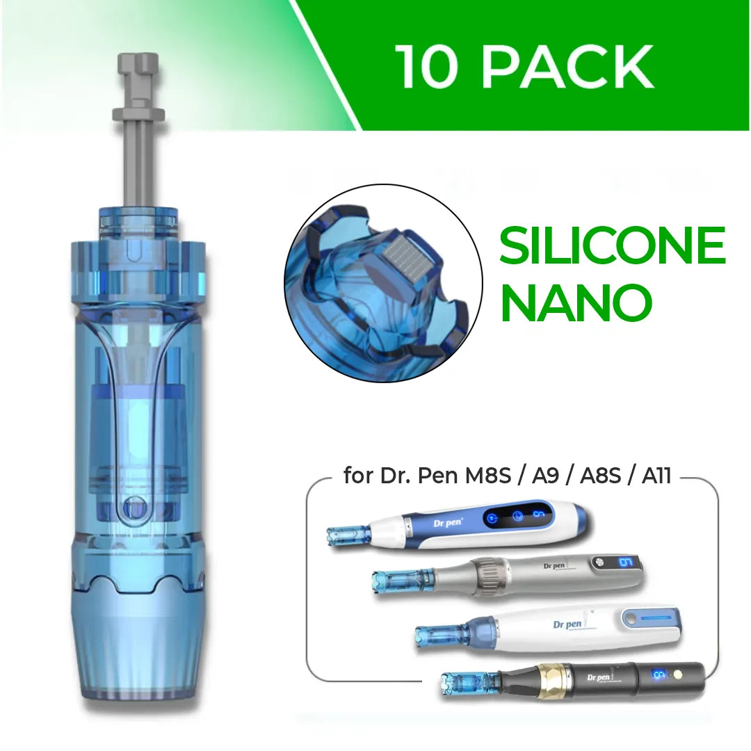 Dr. Pen M8S / A11 / A8S / A9 Cartridges - 10 Pack Silicone Nano Needles - Dr.Pen Authorized Distributor - Microneedling Pen
