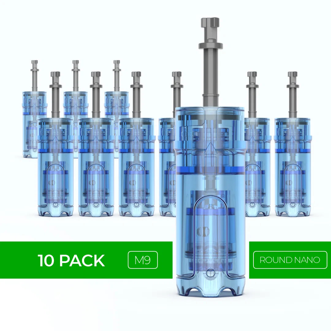 Dr. Pen M9 Cartridges - 10 Pack Round Nano Needles - Dr.Pen Authorized Distributor - Microneedling Pen