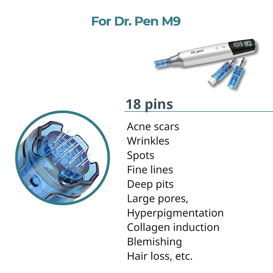Dr. Pen M9 Cartridges - 18 Needles - Dr.Pen Authorized Distributor - Microneedling Pen