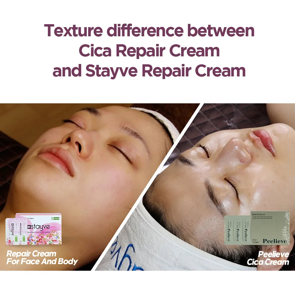 Medisco Peelieve Cica Cream - Stayve Repair Cream Comparison