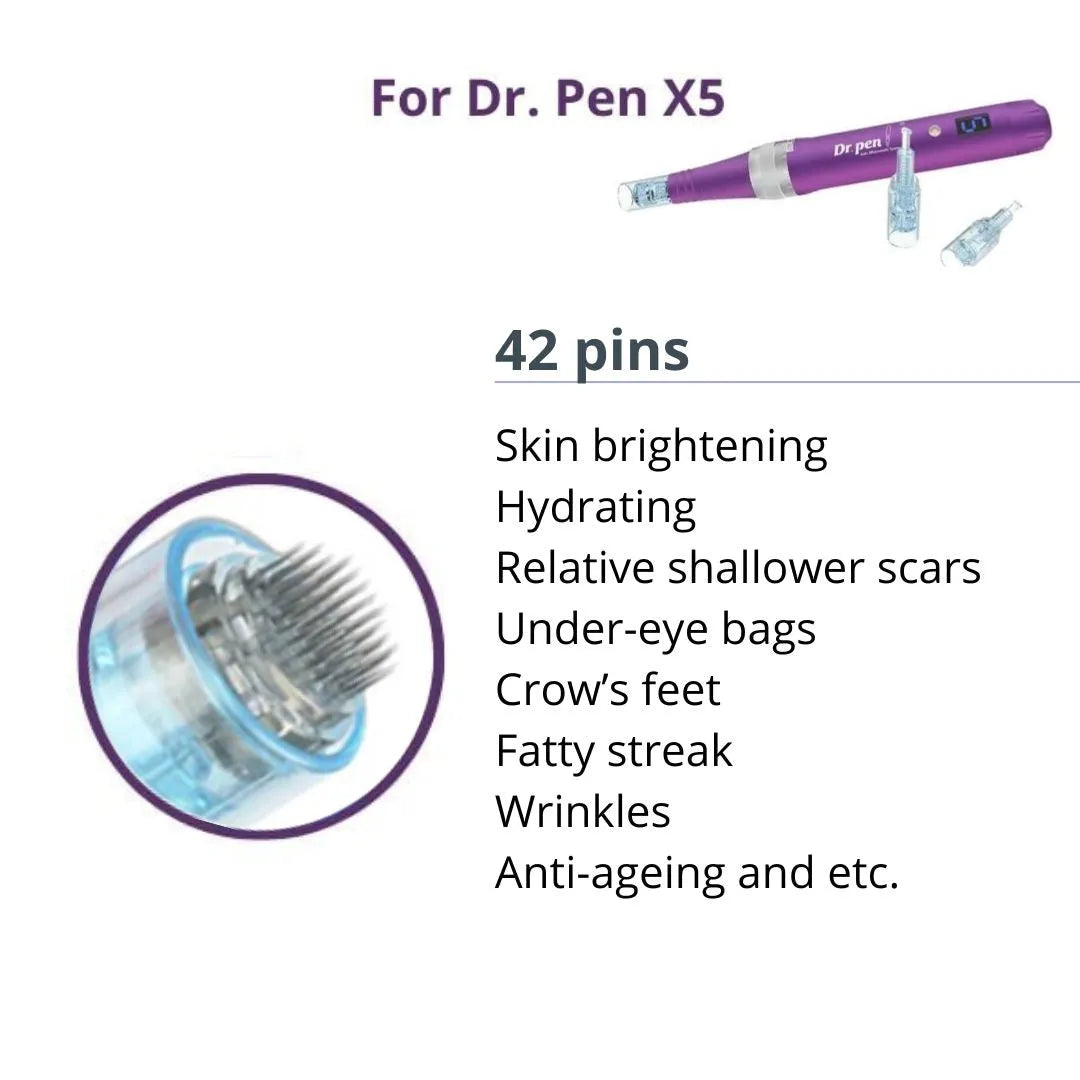 Dr. Pen X5 Cartridges - 42 Needles - Dr.Pen Authorized Distributor - Microneedling Pen
