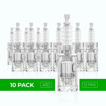 Dr. Pen Ultima A10 Replacement Cartridges - (10 Pack) - 12 Pins Bayonet Slot - Disposable Replacement Parts