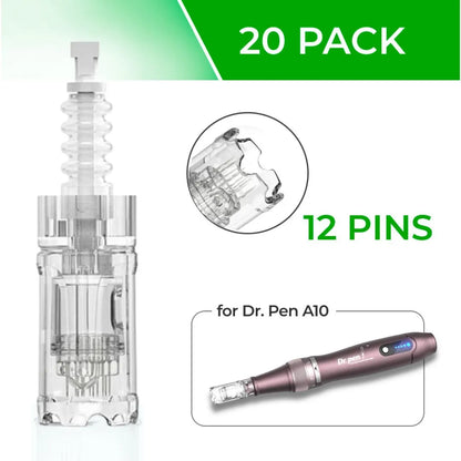 Dr. Pen A10 Cartridges - 20 Pack 12 Needles - Dr.Pen Authorized Distributor - Microneedling Pen