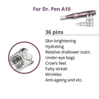 Dr. Pen Ultima A10 Replacement Cartridges - (20 Pack) - 36 Pins Bayonet Slot - Disposable Replacement Parts