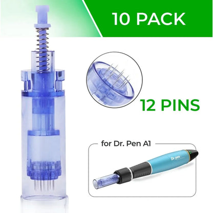 Dr. Pen Ultima A1 Replacement Cartridges - 10 Pack - 12 Pins Bayonet Slot - Disposable Replacement Parts