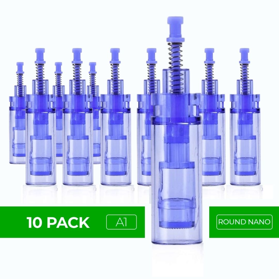 Dr. Pen Ultima A1 Replacement Cartridges - (10 Pack) - Round Nano Cartridges with Bayonet Slot - Disposable Replacement Parts