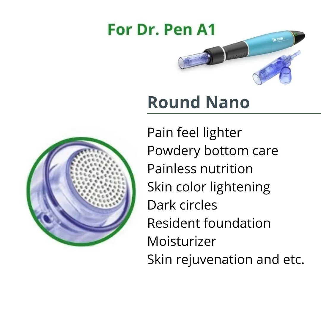 Dr. Pen A1 Cartridges - 10 Pack Round Nano Needles - Dr.Pen Authorized Distributor - Microneedling Pen