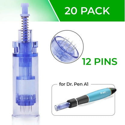 Dr. Pen Ultima A1 Replacement Cartridges - (20 PACK) - 12 Pins Bayonet Slot - Disposable Replacement Parts