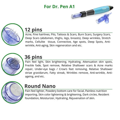 Dr. Pen Ultima A1 Replacement Cartridges - (20 PACK) - 12 Pins Bayonet Slot - Disposable Replacement Parts