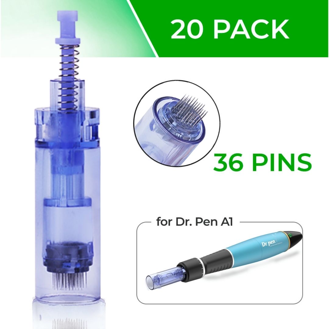 Dr. Pen Ultima A1 Replacement Cartridges - (20 PACK) - 36 Pins Bayonet Slot - Disposable Replacement Parts