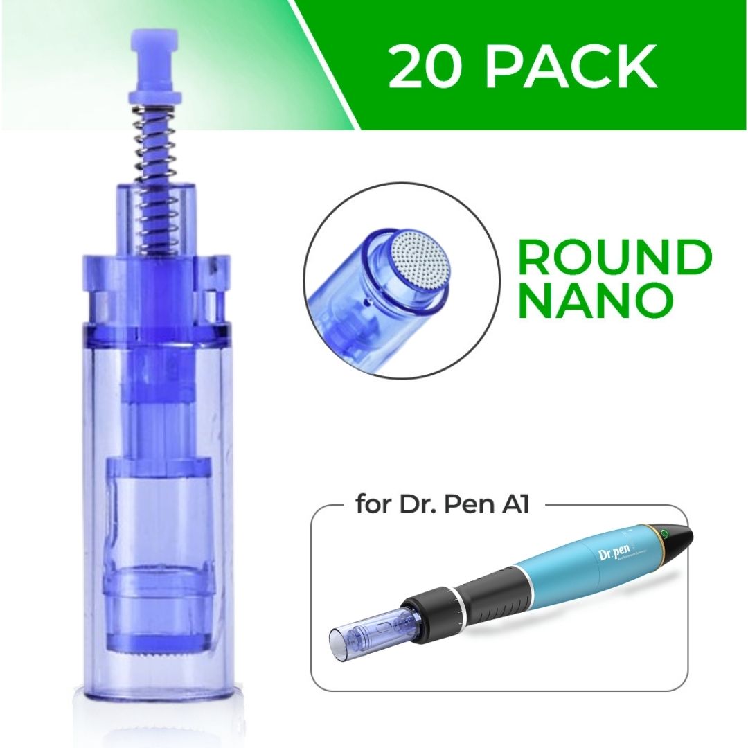 Dr. Pen Ultima A1 Replacement Cartridges - (20 Pack) - Round Nano Cartridges with Bayonet Slot - Disposable Replacement Parts