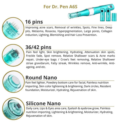 Dr. Pen A6S Cartridges - 20 Pack Round Nano Needles