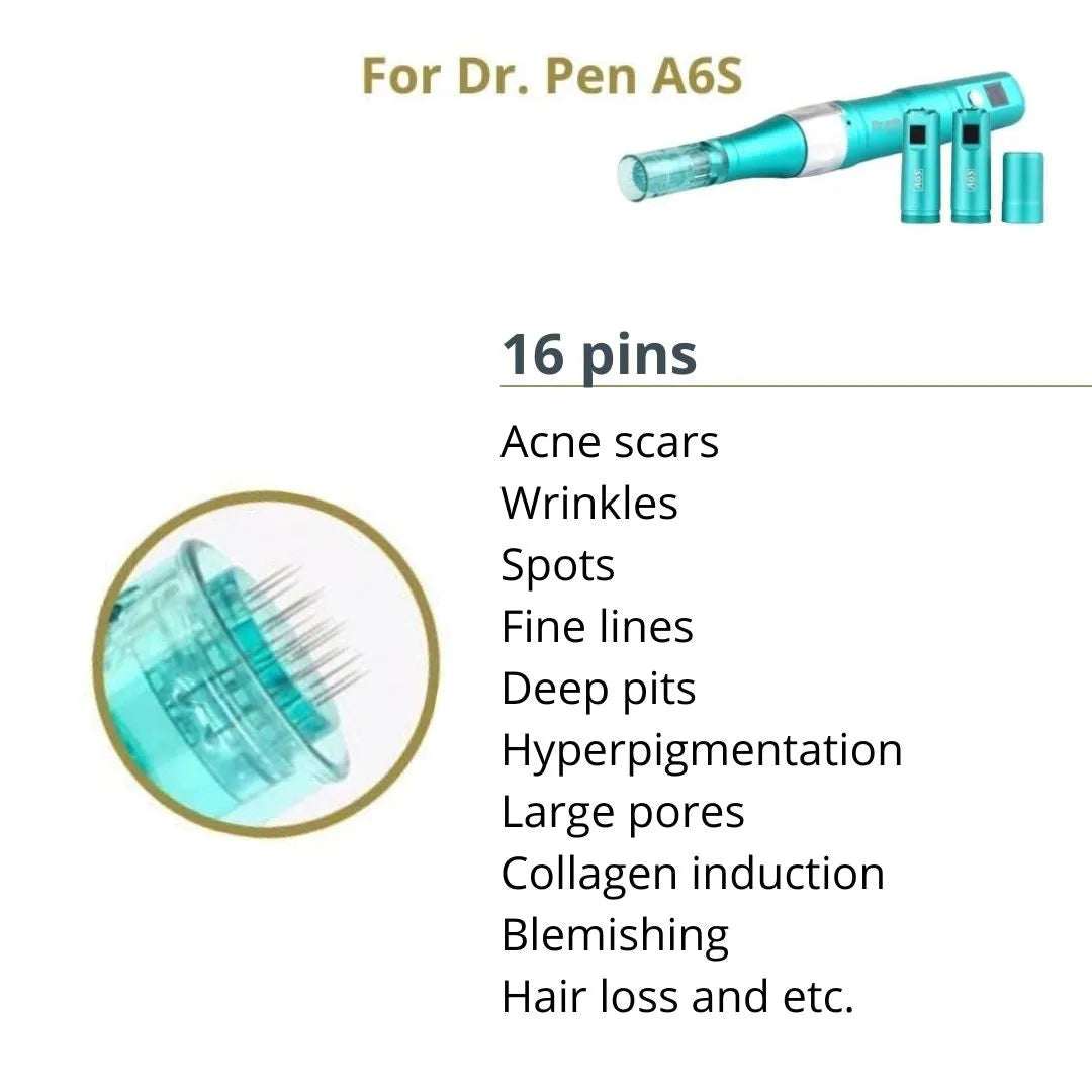 Dr. Pen A6S Cartridges - 10 Pack 16 Needles - Dr.Pen Authorized Distributor - Microneedling Pen