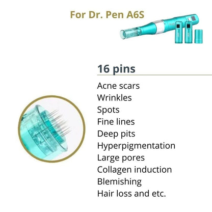 Dr. Pen A6S Cartridges - 10 Pack 16 Needles - Dr.Pen Authorized Distributor - Microneedling Pen