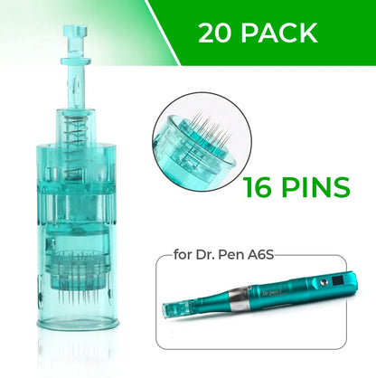 Dr. Pen A6S Cartridges - 20 Pack 16 Needles - Dr.Pen Authorized Distributor - Microneedling Pen