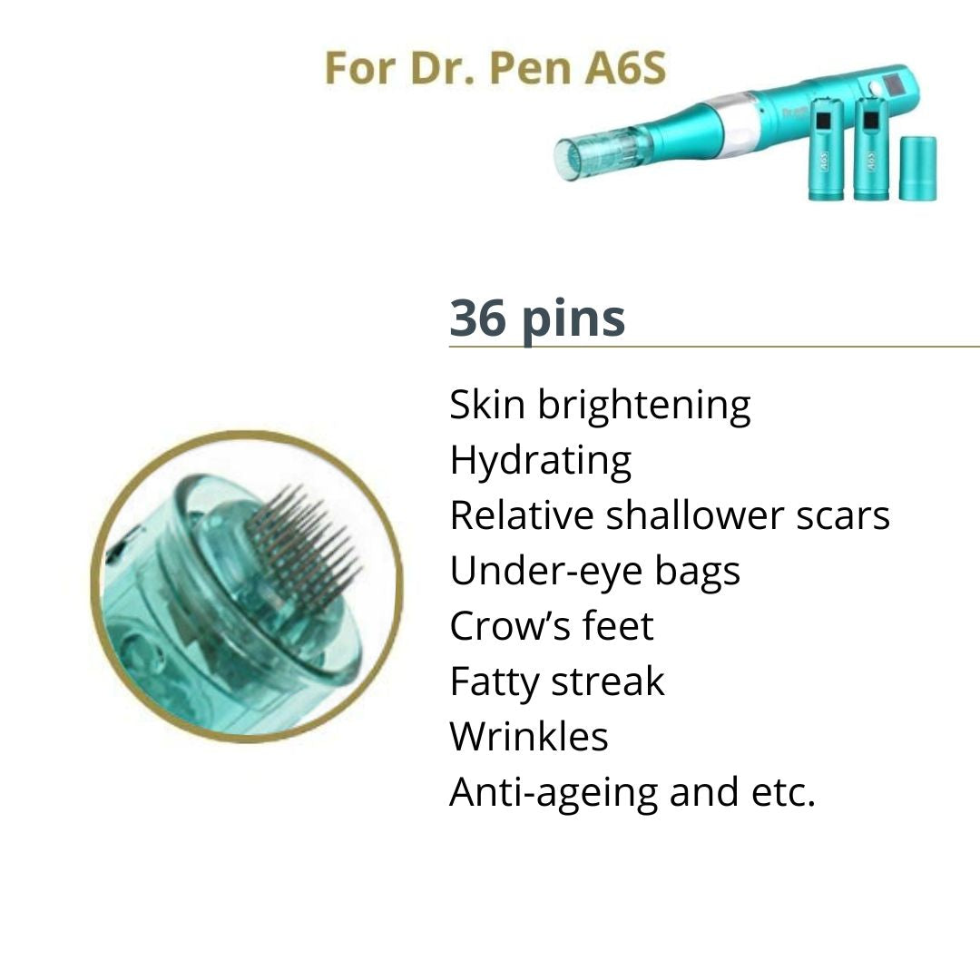 Dr. Pen Ultima A6S Replacement Cartridges - (20 Pack) 36 Pins Bayonet Slot - Disposable Replacement Parts