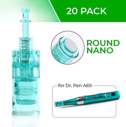 Dr. Pen A6S Cartridges - 20 Pack Round Nano Needles - Dr.Pen Authorized Distributor - Microneedling Pen