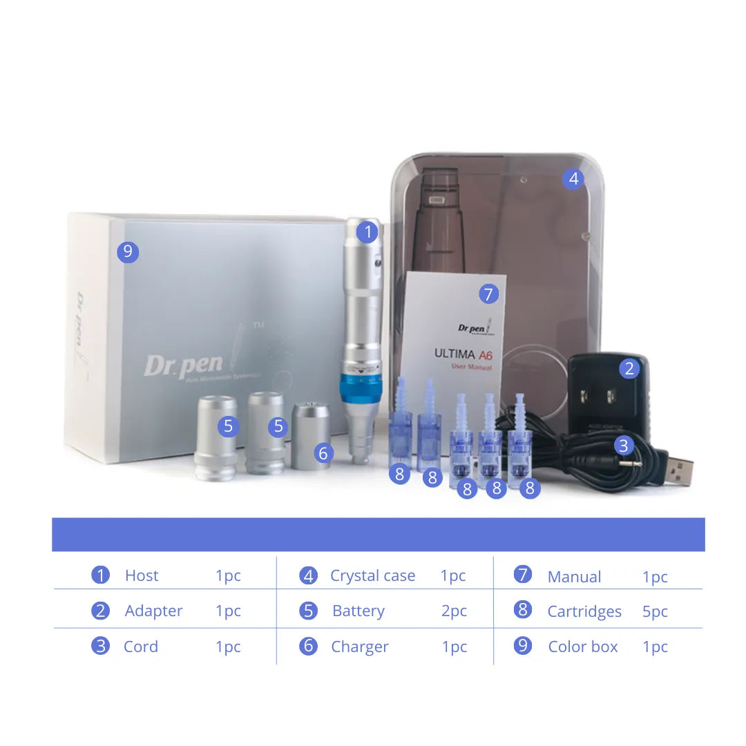 Dr. Pen A6 Microneedling Dermapen - 12pins x2 + 36pins x3 Cartridges