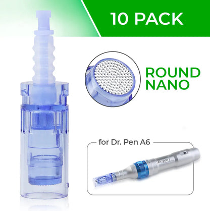 Dr. Pen A6 Cartridges - 10 Pack Round Nano Needles - Dr.Pen Authorized Distributor - Microneedling Pen