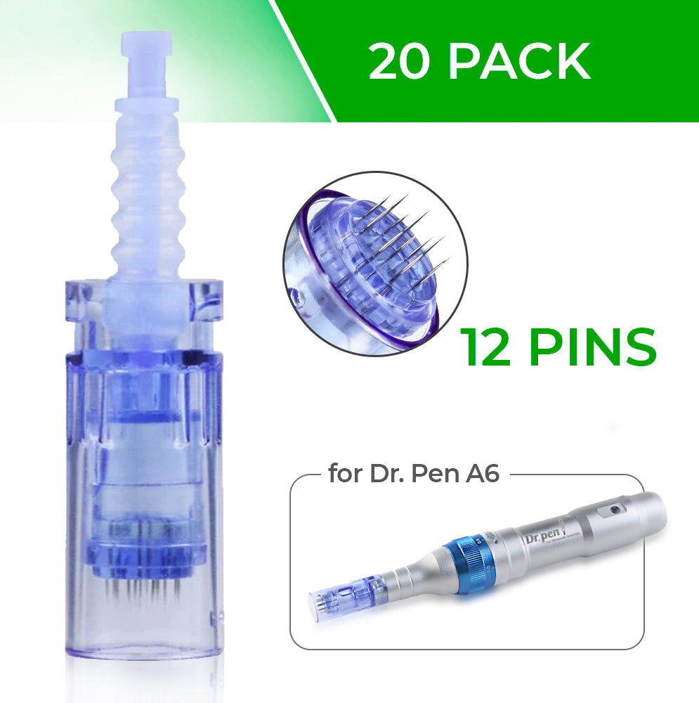 Dr. Pen Ultima A6 Replacement Cartridges - (20 Pack) - 12 Pins Bayonet Slot - Disposable Replacement Parts