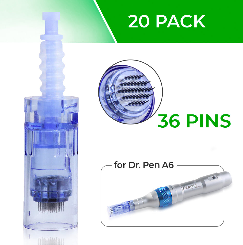 Dr. Pen Ultima A6 Replacement Cartridges - (20 Pack) - 36 Pins Bayonet Slot - Disposable Replacement Parts