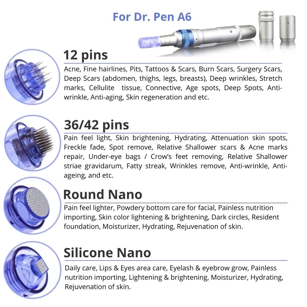 Dr. Pen A6 Cartridges - 10 Pack Round Nano Needles