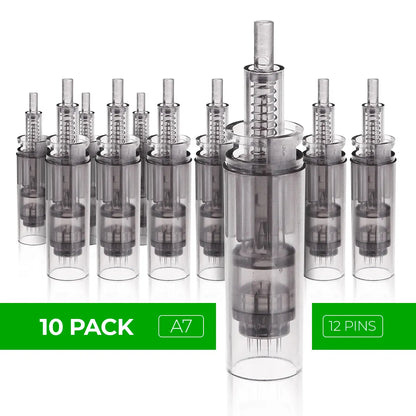 Dr. Pen Ultima A7 Replacement Cartridges - (10 PACK) - 12 Pins Bayonet Slot - Disposable Replacement Parts