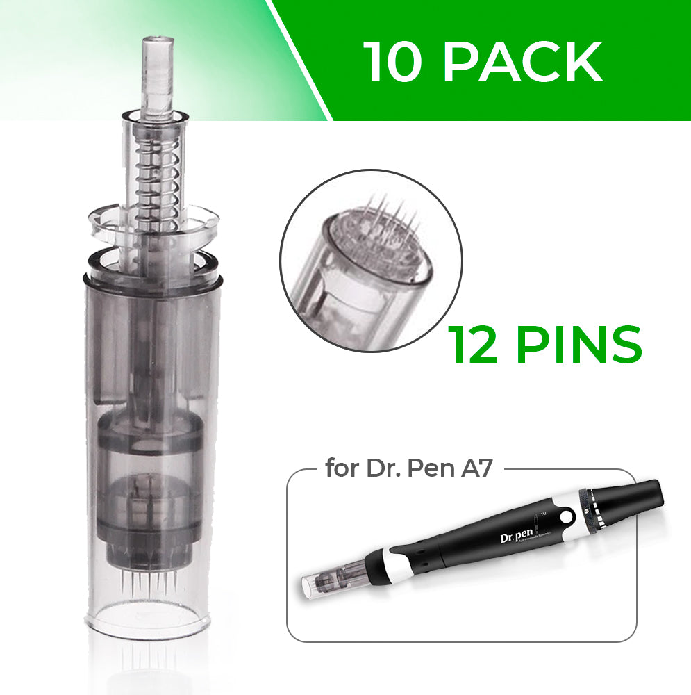 Dr. Pen Ultima A7 Replacement Cartridges - (10 PACK) - 12 Pins Bayonet Slot - Disposable Replacement Parts