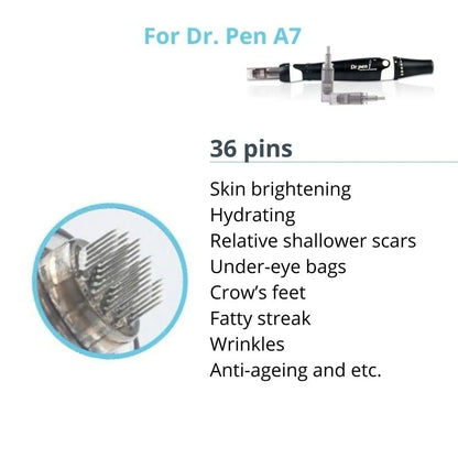 Dr. Pen Ultima A7 Replacement Cartridges - (10 PACK) - 36 Pins Bayonet Slot - Disposable Replacement Parts