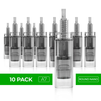 Dr. Pen Ultima A7 Replacement Cartridges - (10 PACK) - Round Nano Bayonet Slot - Disposable Replacement Parts