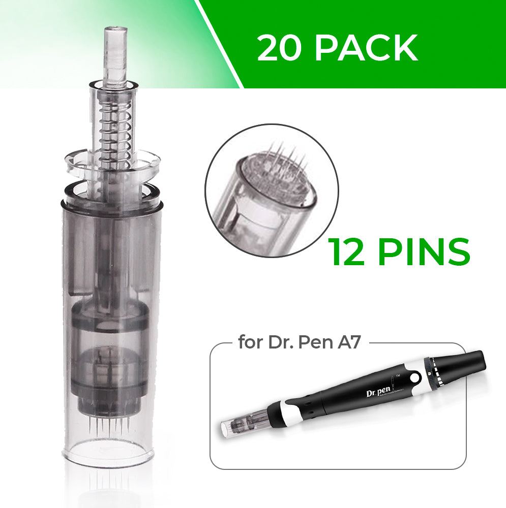 Dr. Pen Ultima A7 Replacement Cartridges - (20 Pack) - 12 Pins Bayonet Slot - Disposable Replacement Parts