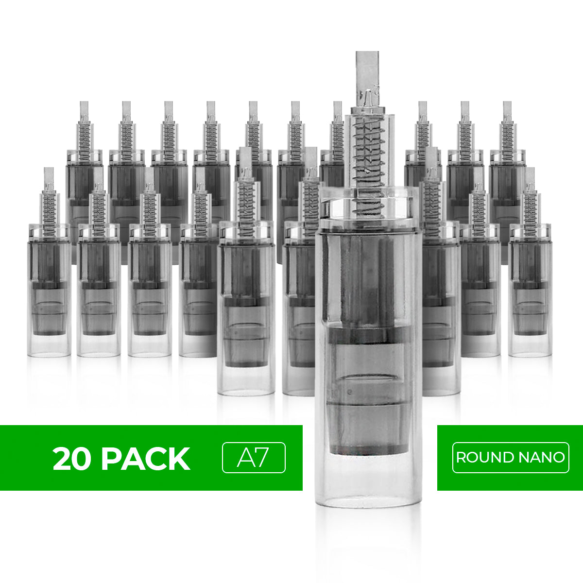 Dr. Pen Ultima A7 Replacement Cartridges - (20 PACK) - Round Nano Bayonet Slot - Disposable Replacement Parts