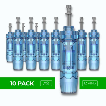 Dr. Pen Ultima A9 Replacement Cartridges - (10 Pack) - 12 Pins Bayonet Slot - Disposable Replacement Parts