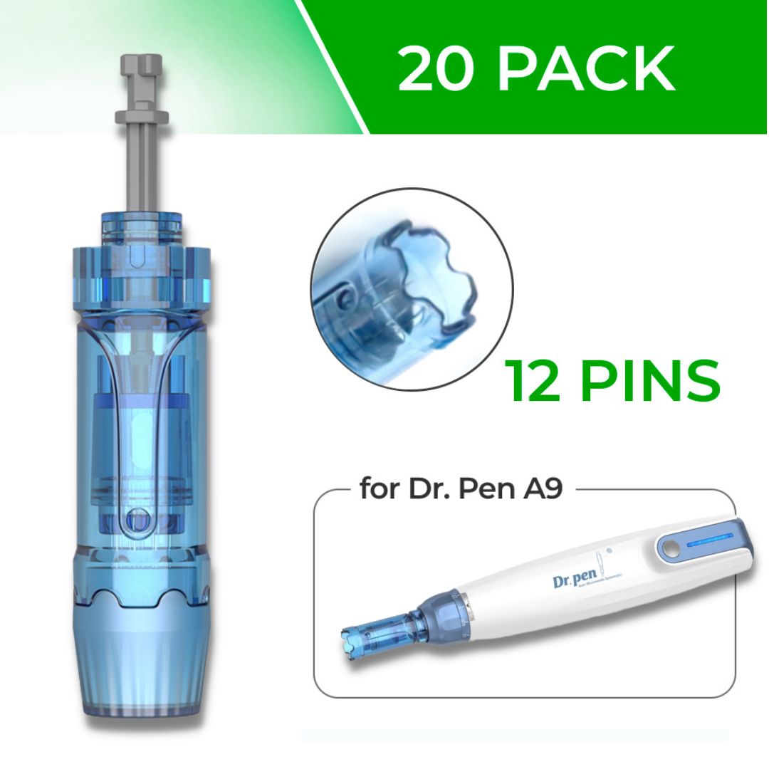 Dr. Pen Ultima A9 Replacement Cartridges - (20 Pack) - 12 Pins Bayonet Slot - Disposable Replacement Parts